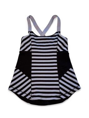 Vintage Lululemon black and lilac purple striped tank top☮️